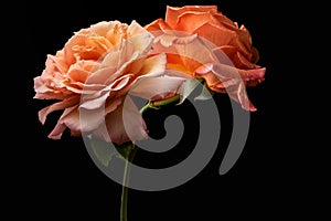 Rose flower closeup. Shallow depth of field. Spring flower of orange ro