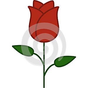 Rose Flower Filled Outline Icon Vector