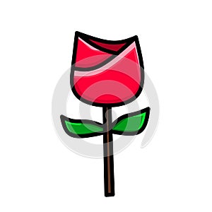 rose flower with generic outline color 3