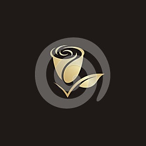 Rose flower logo vector. gold color