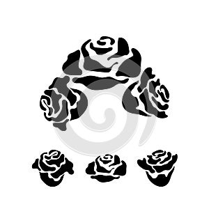 Rose flower vector monochrome pattern for tattoo