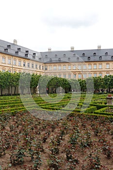 A rose garden in New residence palace in Bamberg, Germany