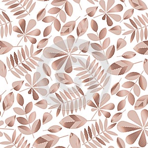 Rose gold assorted autumn leaves seamless pattern