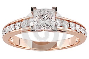 A Rose Gold Band With A Princess On Isolated Transparent Background, Png. Generative AI