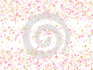 Rose gold confetti circle decoration for Christmas card background.