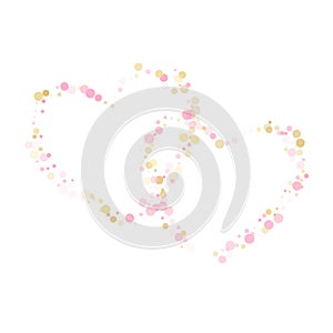 Rose gold confetti circle decoration for Christmas card background.