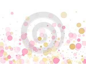 Rose gold confetti circle decoration for New Year card background. Holiday vector illustration.