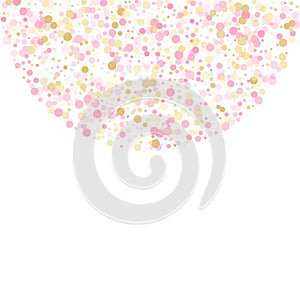 Rose gold confetti circle decoration for party invitation card.