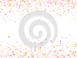 Rose gold confetti circle decoration for Valentine card background.