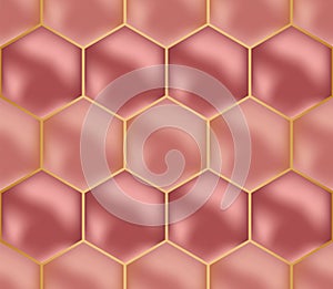 Rose-gold decorative hexagon pattern with golden margins