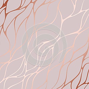 Rose gold. Decorative vector pattern with floral elements