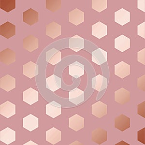 Rose gold. Decorative vectorial pattern with hexagons