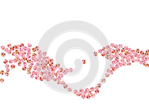 Rose gold foil confetti scatter vector illustration