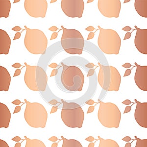 Rose gold foil lemon seamless vector pattern photo