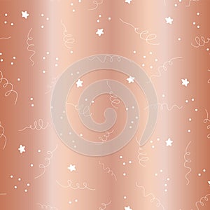 Rose gold foil star confetti curls pattern