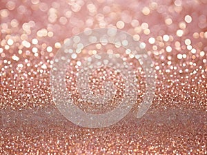 Rose gold glitter bokeh texture background, rose gold - bright and pink champagne sparkle glitter pattern background