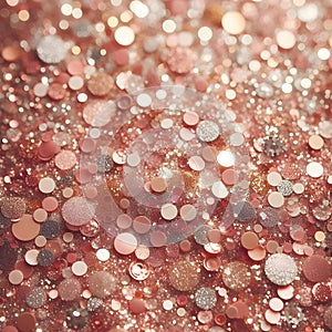 Rose gold glitter bokeh texture background, rose gold - bright and pink champagne sparkle glitter pattern background