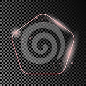 Rose gold glowing rounded pentagon shape frame