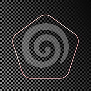 Rose gold glowing rounded pentagon shape frame