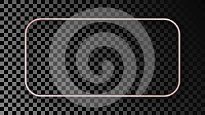 Rose gold glowing rounded rectangular frame with shadow