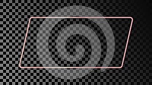 Rose gold glowing rounded rectangular shape frame