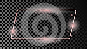 Rose gold glowing rounded rectangular shape frame