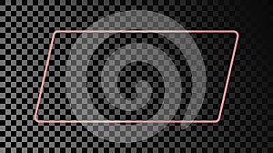 Rose gold glowing rounded rectangular shape frame