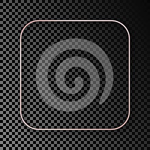 Rose gold glowing rounded square frame with shadow