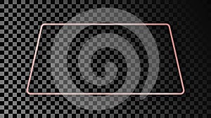 Rose gold glowing rounded trapezoid shape frame with shadow