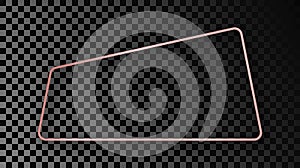 Rose gold glowing rounded trapezoid shape frame with shadow