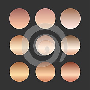 Rose gold gradient collection for fashion design, illustration.