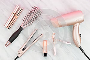 Rose gold hair care and beauty products