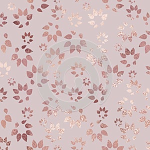 Rose gold. Luxury vector texture with floral silhouettes for design