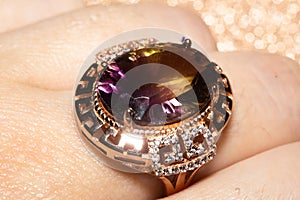 Rose gold ring with ametrine