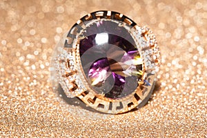 Rose gold ring with ametrine photo
