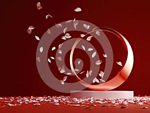 Rose Petal and Gold Ring Abstract