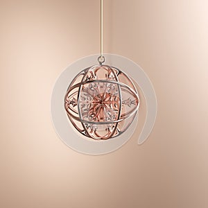 Rose-gold snowflake in rose-gold mercury glass Christmas ornament on rose-gold background