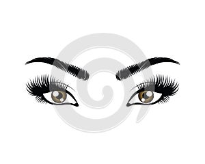 eyes with long eyelashes vector illustration photo