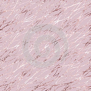 Rose gold. Vector seamless pattern. Marble with imitation of rose gold. Roses golden marble. Background with wavy stripes. Design