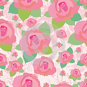 Rose grungy seamless pattern