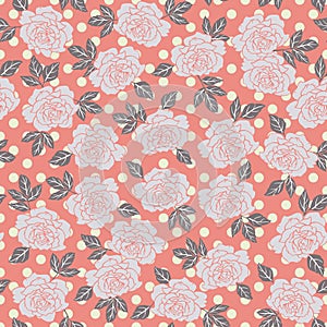 Rose hand drawn floral vector seamless pattern