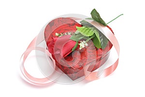 Rose and Heart-shaped Gift Box