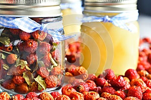 Rose Hips and Honey Jars