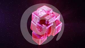 Rose jelly caramel candy cubes seamlessly moving in 3d motion render. 4k loopable video, high quality.