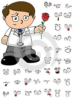 Rose Kid doctor cartoon expresion set