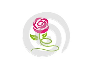Rose with leaves and long leg flower for logo