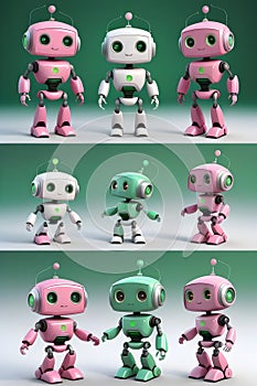rose light green cute baby toy robot action set