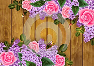 Rose and lilac flowers decoration