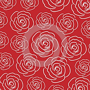 Rose line pattern on white background