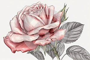 rose linedrawing in color drawing white backgroun from generative ai